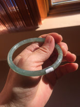 Load image into Gallery viewer, 58.5mm Certified Type A 100% Natural light green/blue/gray with flying snow Guatemala slim round cut Jadeite bangle PD56-5533