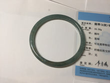 Load image into Gallery viewer, 58.5mm Certified Type A 100% Natural light green/blue/gray with flying snow Guatemala slim round cut Jadeite bangle PD56-5533