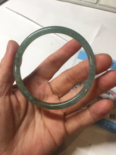 Load image into Gallery viewer, 58.5mm Certified Type A 100% Natural light green/blue/gray with flying snow Guatemala slim round cut Jadeite bangle PD56-5533