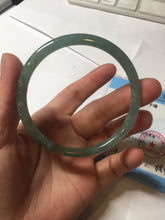 Load image into Gallery viewer, 58.5mm Certified Type A 100% Natural light green/blue/gray with flying snow Guatemala slim round cut Jadeite bangle PD56-5533