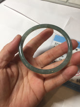Load image into Gallery viewer, 58.5mm Certified Type A 100% Natural light green/blue/gray with flying snow Guatemala slim round cut Jadeite bangle PD56-5533