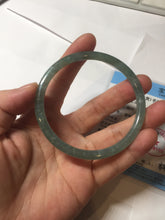 Load image into Gallery viewer, 58.5mm Certified Type A 100% Natural light green/blue/gray with flying snow Guatemala slim round cut Jadeite bangle PD56-5533