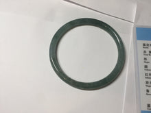 Load image into Gallery viewer, 57mm Certified Type A 100% Natural light green/blue/gray/brown with flying snow Guatemala slim round cut Jadeite bangle PD57-5536