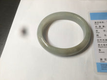 Load image into Gallery viewer, 52.5 mm Certified Type A 100% Natural light green/gray Jadeite Jade oval bangle AZ70-0363