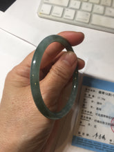 Load image into Gallery viewer, 57mm Certified Type A 100% Natural light green/blue/gray/brown with flying snow Guatemala slim round cut Jadeite bangle PD57-5536