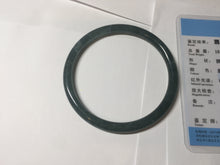 Load image into Gallery viewer, 60.5mm Certified Type A 100% Natural dark green/blue/gray with flying snow Guatemala slim round cut Jadeite bangle PD58-3376