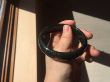 Load image into Gallery viewer, 60.3mm 100% Natural dark green/black meteorite Stellar Night sky nephrite bangle HN25-7603