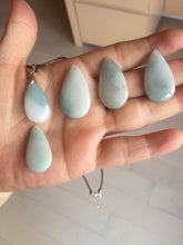 Load image into Gallery viewer, 100% natural icy watery green blue white type A jadeite jade water drop pendant necklace group E52