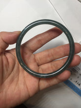 Load image into Gallery viewer, 60.5mm Certified Type A 100% Natural dark green/blue/gray with flying snow Guatemala slim round cut Jadeite bangle PD58-3376