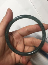 Load image into Gallery viewer, 60.5mm Certified Type A 100% Natural dark green/blue/gray with flying snow Guatemala slim round cut Jadeite bangle PD58-3376