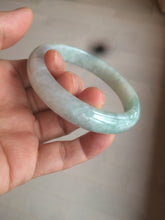 Load image into Gallery viewer, 57mm Certified 100% natural Type A light green/white  jadeite jade bangle BH49-0023
