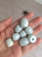 Load image into Gallery viewer, type A 100% Natural white/light green olive shape Jadeite Jade LuluTong (Every road is smooth) bead pendant BK107