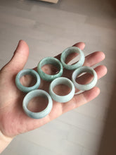 Load image into Gallery viewer, 100% natural type A light green white purple broad jadeite jade band ring thumb ring Pb53