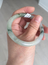 Load image into Gallery viewer, 52mm certified type A 100% Natural green/white with floating flowers slim oval jadeite jade bangle BP26-2670