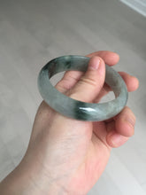 Load image into Gallery viewer, 53.7mm certificated Type A 100% Natural dark green gray black Jadeite Jade bangle S87-7052