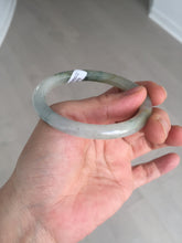 Load image into Gallery viewer, 52mm certified type A 100% Natural green/white with floating flowers slim oval jadeite jade bangle BP26-2670