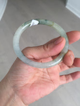 Load image into Gallery viewer, 52mm certified type A 100% Natural green/white with floating flowers slim oval jadeite jade bangle BP26-2670