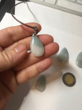 Load image into Gallery viewer, 100% natural icy watery green blue white type A jadeite jade water drop pendant necklace group E52