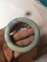 Load image into Gallery viewer, 52.8mm 100% natural blue/white Quartzite (Shetaicui jade) Blue sky and white clouds chubby round cut bangle SY27