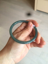 Load image into Gallery viewer, 57mm Certified Type A 100% Natural dark green/blue/gray round cut Guatemala Jadeite jade bangle BG41-2460