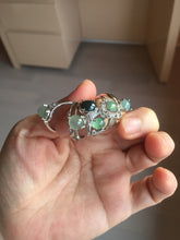 Load image into Gallery viewer, 100% natural type A icy watery green dark green four-prong jadeite jade ring group BP145