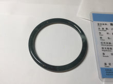 Load image into Gallery viewer, 58.2mm Certified Type A 100% Natural dark green/blue/gray with flying snow Guatemala slim round cut Jadeite bangle PD61-3385
