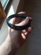 Load image into Gallery viewer, 62.3mm 100% Natural dark green/black meteorite Stellar Night sky nephrite bangle HN28-7608
