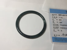 Load image into Gallery viewer, 58.2mm Certified Type A 100% Natural dark green/blue/gray with flying snow Guatemala slim round cut Jadeite bangle PD61-3385