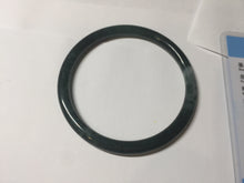Load image into Gallery viewer, 58.2mm Certified Type A 100% Natural dark green/blue/gray with flying snow Guatemala slim round cut Jadeite bangle PD61-3385