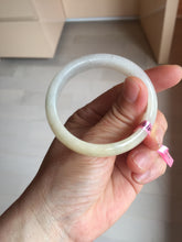 Load image into Gallery viewer, 47mm certified 100% natural Type A icy watery light green yellow white oval jadeite jade bangle PC17-6671