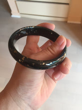 Load image into Gallery viewer, 62.3mm 100% Natural dark green/black meteorite Stellar Night sky nephrite bangle HN28-7608