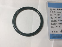 Load image into Gallery viewer, 56.2mm Certified Type A 100% Natural icy watery dark green/blue/gray Guatemala slim round cut Jadeite bangle PD62-3386