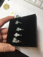 Load image into Gallery viewer, 100% natural type A icy watery green dark green four-prong jadeite jade ring group AA88