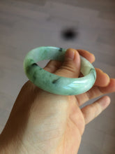 Load image into Gallery viewer, 48.5mm Certified Type A 100% Natural icy light green/white oval Jadeite Jade bangle K101-1696