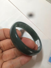 Load image into Gallery viewer, 52.8mm Certified Type A 100% Natural icy watery deep sea green/blue/gray/white Guatemala Jadeite bangle KS91-6393