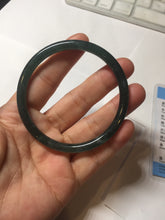 Load image into Gallery viewer, 56.2mm Certified Type A 100% Natural icy watery dark green/blue/gray Guatemala slim round cut Jadeite bangle PD62-3386