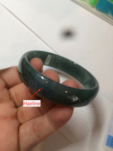 Load image into Gallery viewer, 52.8mm Certified Type A 100% Natural icy watery deep sea green/blue/gray/white Guatemala Jadeite bangle KS91-6393