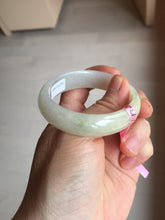 Load image into Gallery viewer, 48mm certified 100% natural Type A icy watery light green yellow white oval jadeite jade bangle PC16-6669