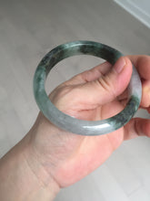 Load image into Gallery viewer, 58mm Certificated icy watery dark green/black/white seaweed jadeite jade bangle S82-7077