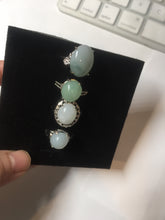 Load image into Gallery viewer, 100% natural type A icy watery green dark green four-prong jadeite jade ring group AA89