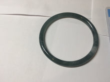 Load image into Gallery viewer, 59.5mm Certified Type A 100% Natural dark green/blue/gray with flying snow Guatemala slim round cut Jadeite bangle PD63-3387