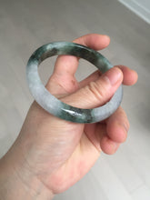 Load image into Gallery viewer, 58mm Certificated icy watery dark green/black/white seaweed jadeite jade bangle S82-7077