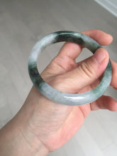 Load image into Gallery viewer, 58mm Certificated icy watery dark green/black/white seaweed jadeite jade bangle S82-7077