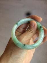 Load image into Gallery viewer, 48.5mm Certified Type A 100% Natural icy light green/white oval Jadeite Jade bangle K101-1696
