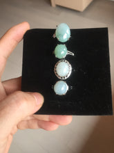 Load image into Gallery viewer, 100% natural type A icy watery green dark green four-prong jadeite jade ring group AA89