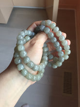 Load image into Gallery viewer, 9/10mm 100% Natural icy black sesame paste(冰芝麻糊青花) vintage style nephrite Jade bead bracelet group HN31