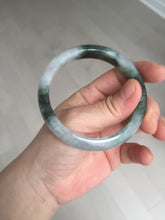 Load image into Gallery viewer, 58mm Certificated icy watery dark green/black/white seaweed jadeite jade bangle S82-7077