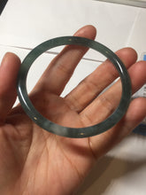 Load image into Gallery viewer, 59.5mm Certified Type A 100% Natural dark green/blue/gray with flying snow Guatemala slim round cut Jadeite bangle PD63-3387