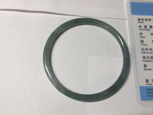 Load image into Gallery viewer, 59mm Certified Type A 100% Natural light green/blue/gray with flying snow Guatemala slim round cut Jadeite bangle PD64-1482