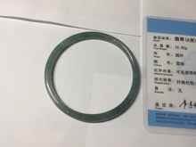 Load image into Gallery viewer, 59mm Certified Type A 100% Natural light green/blue/gray with flying snow Guatemala slim round cut Jadeite bangle PD64-1482